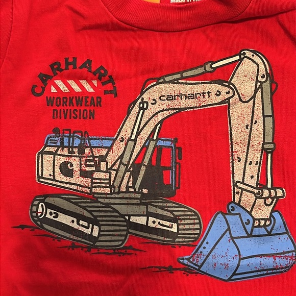 Carhartt 12M Red bodysuit/onesie - Excavator print - Picture 3 of 5